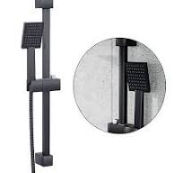 Matt Black Shower Riser Rail Kit Square Adjustable + Single ...