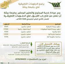 فإن عمادة القبول والتسجيل قامت. ÙØªØ­ Ø¨Ø§Ø¨ Ø§Ù„Ù‚Ø¨ÙˆÙ„ Ø¨Ø§Ù„Ø¯Ø¨Ù„ÙˆÙ…Ø§Øª Ø§Ù„ØªØ·Ø¨ÙŠÙ‚ÙŠØ© ÙÙŠ Ø¬Ø§Ù…Ø¹Ø© Ø¨ÙŠØ´Ø© Ù„Ù„ÙØµÙ„ Ø§Ù„Ø«Ø§Ù†ÙŠ Ø§Ù„Ø¬Ù…Ø¹Ø© Ø§Ù„Ù…Ù‚Ø¨Ù„ ØµØ­ÙŠÙØ© Ø§Ù„Ø±Ø£ÙŠ Ø§Ù„Ø¥Ù„ÙƒØªØ±ÙˆÙ†ÙŠØ©