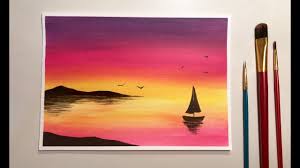 Up with the morning tea. Simple Acrylic Sunset For Beginners Sunset Painting Simple Acrylic Paintings Painting Tutorial