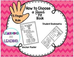 5 Finger Rule For Choosing Good Fit Books Anchor Poster Student Bookmarks