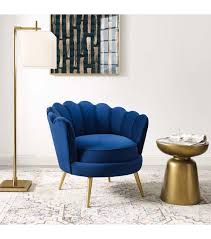 Chair pink white padded armchair legs solid wood white velvet rhinestone. Blue Velvet Round Back Petals Gold Legs Armchair