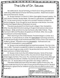 Dr Seuss Reading Comprehension Passage And Graphic Organizer This Download Is A On Reading Comprehension Passages Comprehension Passage Reading Comprehension