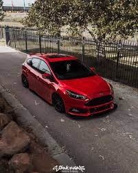 Ford Focus St Mk 3 5 Facelift Chili Pepper Red Bagged Slammed Lowered Ford Focus St Ford Focus Ford Focus Rs
