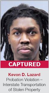 CAPTURED Kevon Lazard was arrested yesterday by FBI Houston agents working  with the Houston Police Department. Lazard is now the fifth fugitive to be  captured after being featured