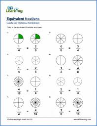 In grade 5, students learn how to compare any two fractions by first converting them so they have a common denominator. Grade 3 Math Worksheet Equivalent Fractions K5 Learning