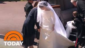 Troian bellisario reveals meghan markle supplied wedding reception guests with slippers. Royal Wedding Meghan Markle Makes First Appearance In Wedding Gown Today Youtube