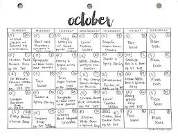 October Monthly Dinner Meal Plan Darcie S Dish Meal Planning Monthly Meal Planning Meal Calendar