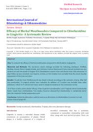 Pdf Efficacy Of Herbal Mouthwashes Compared To