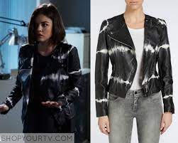 Pretty Little Liars Season 6 Episode 6 Aria S Tie Dye Leather Jacket Shop Your Tv Pretty Little Liars Outfits Joyful Fashion Pretty Little Liars Fashion
