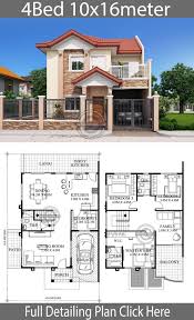 Simple house plan with 4 bedrooms. Home Design 10x16m 4 Bedrooms In 2020 With Images Philippines House Design House Construction Plan 2 Storey House Design