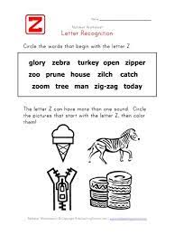 With z letter words with pictures all words starting with z alphabet . Letter Z Words Recognition Worksheet All Kids Network