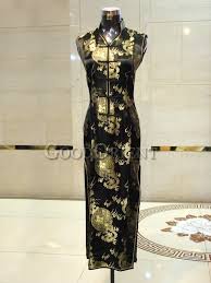 Black With Gold Dragon Silk Brocade Chinese Style Dress Asian Dress Chinese Dress