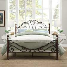 Zinus tom metal platform bed frame. Amazon Com Leann Graceful Scroll Bronze Iron Bed Frame Queen Furniture Decor
