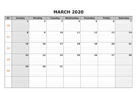 Printable March 2020 Calendar Large Box Grid In 2020 2020 Calendar Template Calendar Template Calendar March