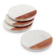 White Marble And Rose Gold Coasters Set Of 4 Sur La Table Gold Coasters Rose Gold Kitchen Gold Kitchen