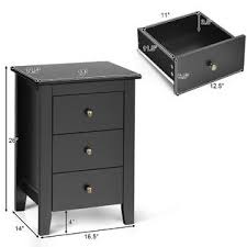 Crafted with a sturdy, black metal frame, this rectangular nightstand comes with two spacious drawers that accommodate everything from magazines to media essentials and more. Costway Set Of 2 Nightstand End Beside Sofa Table W 3 Drawers Bedroom Furniture Black