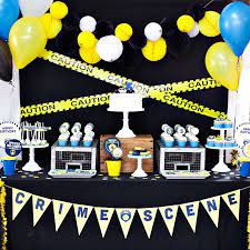 Here are some tips to help you organize a fun gathering whether the party involves when you are doing the retirement party planning, you want to honor the retiree, acknowledge the person's open handcuffs or whistles for a retiring police officer. Blue Yellow Policeman Birthday Party Crime Fighters Hostess With The Mostess Police Birthday Party Police Party Policeman Birthday Party