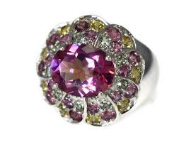 Pink Tourmaline Multi Gemstone Cocktail Ring In Sterling Silver Pink Tourmaline Multi Gemstone Ring Gemstones