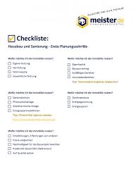 Checkliste Hausbau Und Sanierung Erste Planungsschritte Blog Meister De Checkliste Hausbau Haus Bauen Sanierung