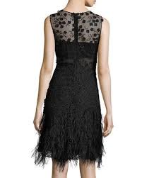 Tggdd Elie Tahari Anabelle Sleeveless Lace Feathered A Line Dress Black Fashion A Line Dress Dresses