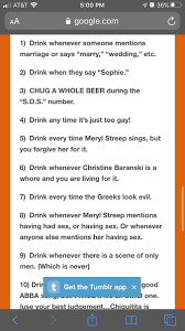 (i know it's legitimately hard not to just drink like a fish right now, i was on a zoom call with family recently and but if you're looking for a way to combine classic drinking games with your zoom call, you've come to the right place. Casey Jones On Twitter I Highly Recommend This Mamma Mia Drinking Game For Quarantine Lmfao Cheers