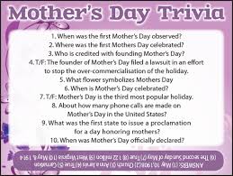Free printable mother's day trivia. Mother S Day Trivia Jamestown Gazette