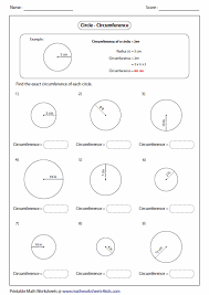 Circumference And Area Of Circle Worksheets Area Worksheets Worksheets Simple Word Problems