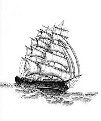 Label with sea cruise liner. Pirate Ship Coloring Page