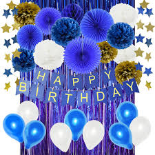 First birthdays call for a grand celebration. Navy Birthday Decorations For Boy 1st Birthday Party Decorations Happy Birthday Banner Tissue Pom Poms Blue Foil Curtains Paper Fans Blue Gold Paper Star Garland Latex Balloons Nautical Party Supplies Buy Online