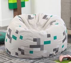 Minecraft 8482 Pixel Anywhere Beanbag 8482 Slipcover Only Pbkids Minecraft Bedroom Decor Bean Bag Chair Kids Grey Leather Dining Chair