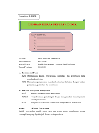 Materi ini diberikan di kelas xii sma.#wisatamatematika #kaidahpencacahan #permutasikombinasi. Lampiran 2 Lkpd