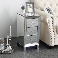 Quickly find the best offers for mirrored glass bedside cabinets on newsnow classifieds. Samyohome Mirrored 3 Drawers Nightstand Bedside Table End Table Hollywood Mirrored Glass Walmart Com Walmart Com