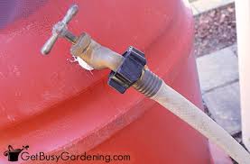Drip and rain barrel man. How To Set Up A Rain Barrel Step By Step Get Busy Gardening