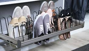 The 10 pair stackable shoe rack from closetmaid optimizes closet storage space by organizing shoes, hats, handbags, and more. Shoe Rack For Closet Types Of Closet Shoe Shelves