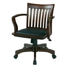 Shop from the world's largest selection and best deals for dining chairs with arms. Espresso Bankers Chair With Black Vinyl Padded Seat And Wood Arms Fastfurnishings Com