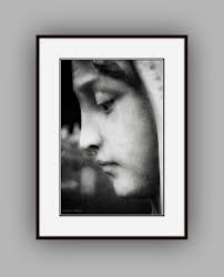 Blessed Virgin Mary Statue Art: Black and White Fine Art Photography Print  or Canvas