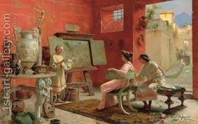 Italian 19th Century The Art Lesson Painting By Ettore Forti Reproduction 1st Art Gallery Art Painting Pre Raphaelite Art
