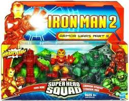 Amazon Com Iron Man 2 Super Hero Squad Armor Wars Action Figure 3pack Iron Man Prototype Crimson Dynamo Titanium Man Action Figures Crimson Dynamo Iron Man