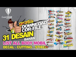 Dwonload pola striping decal klx full body cdr 25 top 10 tinggal / cara buat : Gratis Template 31 Desain Decal Cutting Stiker Semua Bodi Mobil Corel Draw Youtube