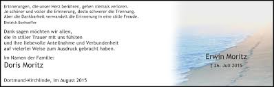 Traueranzeigen von Erwin Moritz