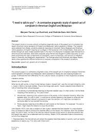 Biarpun begitu, maksud totey hanyalah sekadar gelaran yang sinonim dengan sesiapa sahaja yang bernama mael dimana mael akan digelar sebagai. Pdf I Need To Talk To You A Contrastive Pragmatic Study Of Speech Act Of Complaint In American English And Malaysian