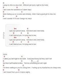 Picture Kid Rock Repeat Chords With Other Verse And Chorus Lyrics Rock Roll Song Lyrics And Chords Lyrics And Chords Guitar Songs
