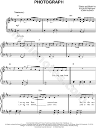Ed Sheeran Photograph Sheet Music Easy Piano In D Major Transposable Download Print Clarinet Music Sheet Music Easy Piano