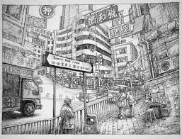 Ink drawing old hong kong 老香港 studio art. Hong Kong Queen S Road By Https Lotharzhou Deviantart Com On Deviantart Hong Kong Art City Drawing Perspective Drawing Architecture