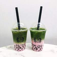Super Cute Pink And Green Matcha Bubble Teas I Love Boba Tea So Much Matcha Bubble Tea Bubble Tea Frozen Desserts