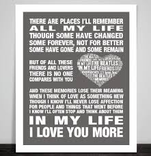 The Beatles In My Life Music Song Lyric Print Poster Valentine Wedding Framed Song Lyric Print Song Lyrics Art Lyric Prints