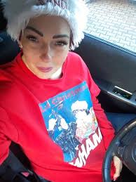 Mary in front of Aria Hotel