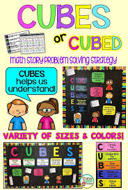 Cubes Math Strategy For Word Problems Poster Set Cubes Math Strategy Math Strategies Posters Cubes Math