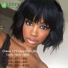 Natural Wave Bob Scalp Top Machine Made Wigs With Bangs Peruvian Human Hair Wigs Ebay Front Lace Wigs Human Hair Short Human Hair Wigs Wigs With Bangs