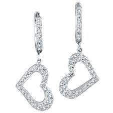 A wide variety of heart dangle earrings options are available to you, such as shape\pattern, main stone, and jewelry main material. 14k White Gold 63ct Diamond Dangle Heart Hoop Earrings